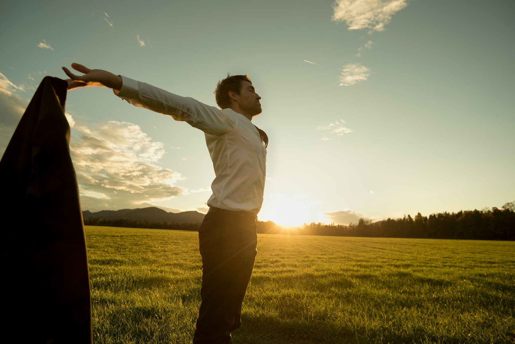 Successful Man Rejoicing in Nature