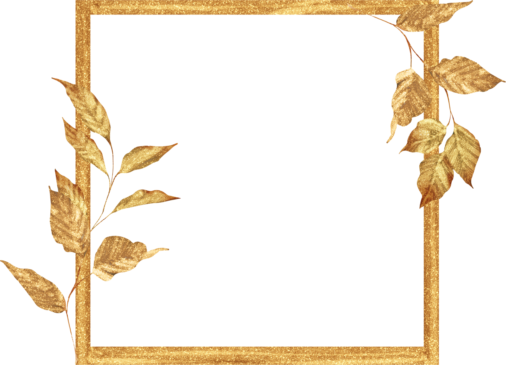 Square Golden Frame with Leaves